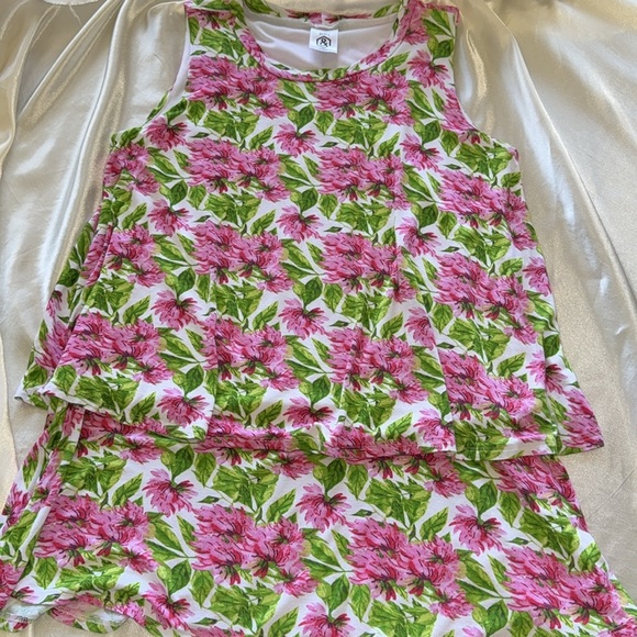 Agnes & Dora Tiered Tunic Breezy Floral Mini Dress Sleeveless Sz M - Picture 10 of 14